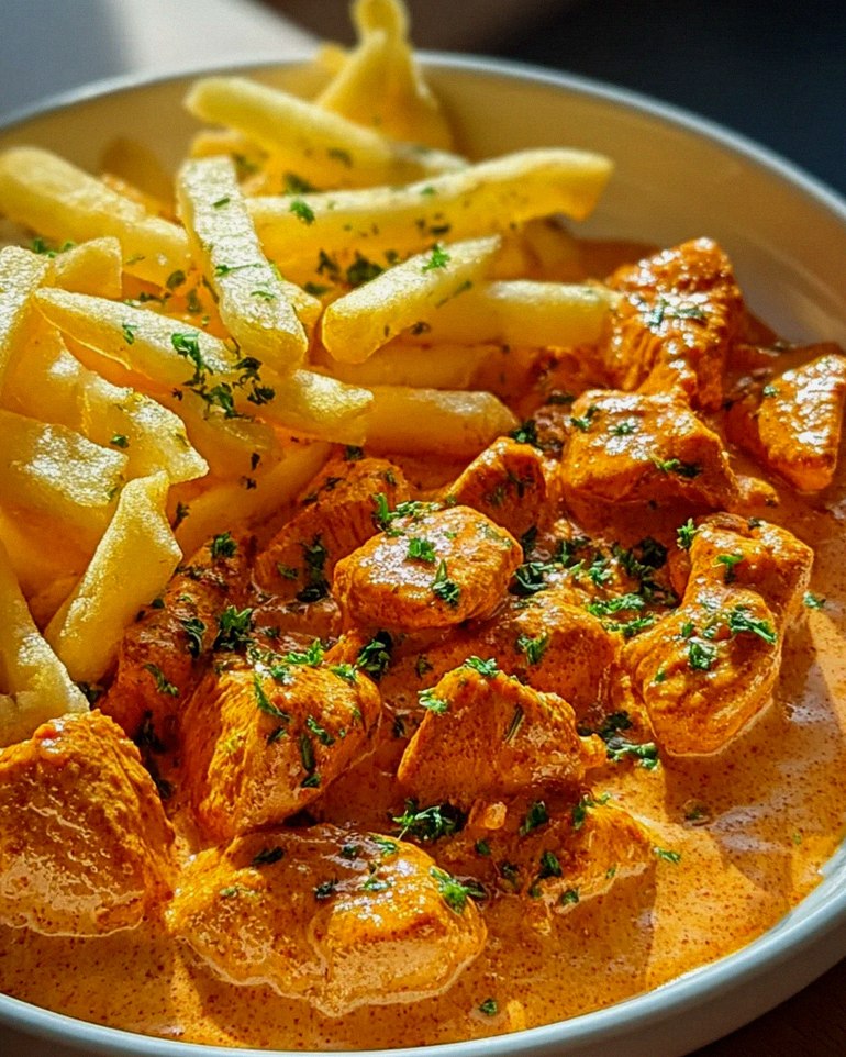 Butter Chicken mit Knoblauchsauce und Pommes – Lecker genießen! – Schritt 1