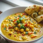 Cremiges Kichererbsen Curry mit Naan Brot – schnell & lecker!