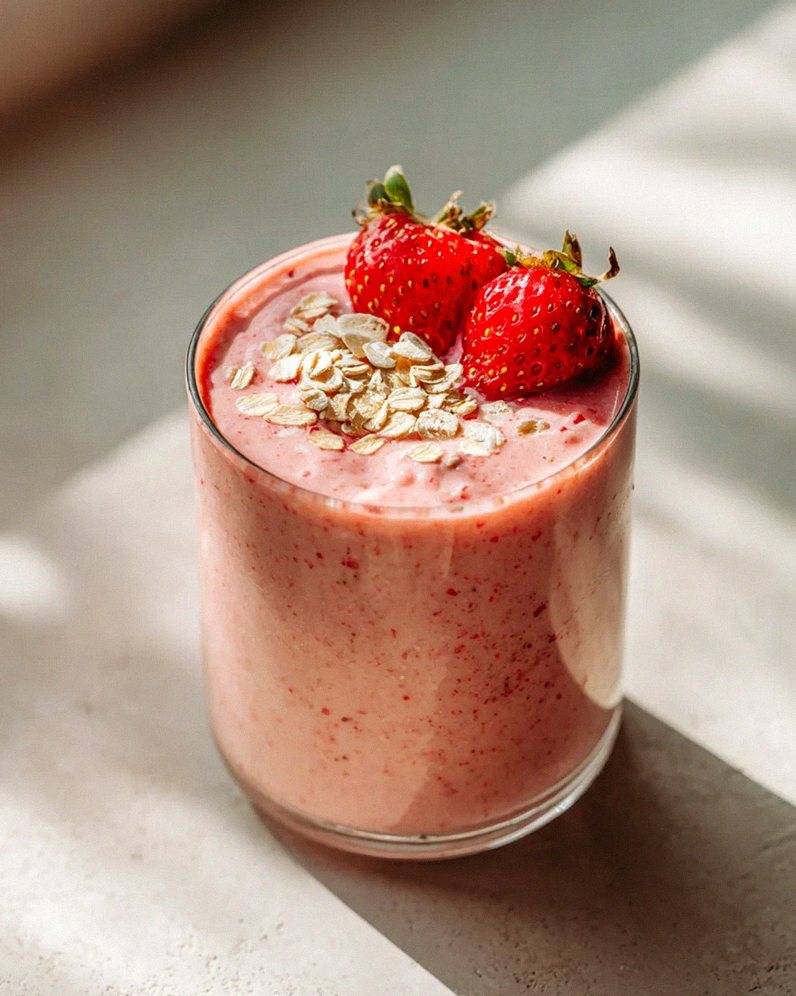 Erdbeer Haferflocken Smoothie – Schnell & gesund genießen!