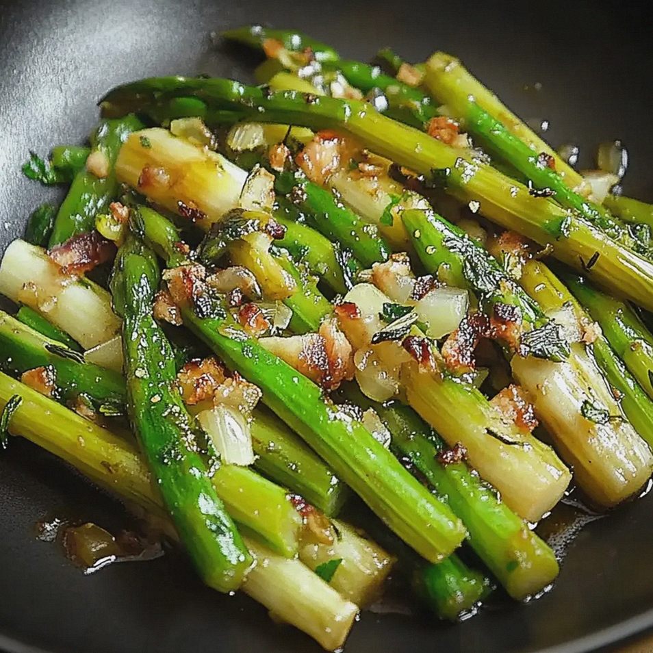 Gebratener grüner Spargel einfach zubereiten