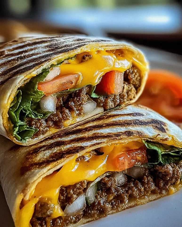 Gegrillte Cheeseburger-Wraps