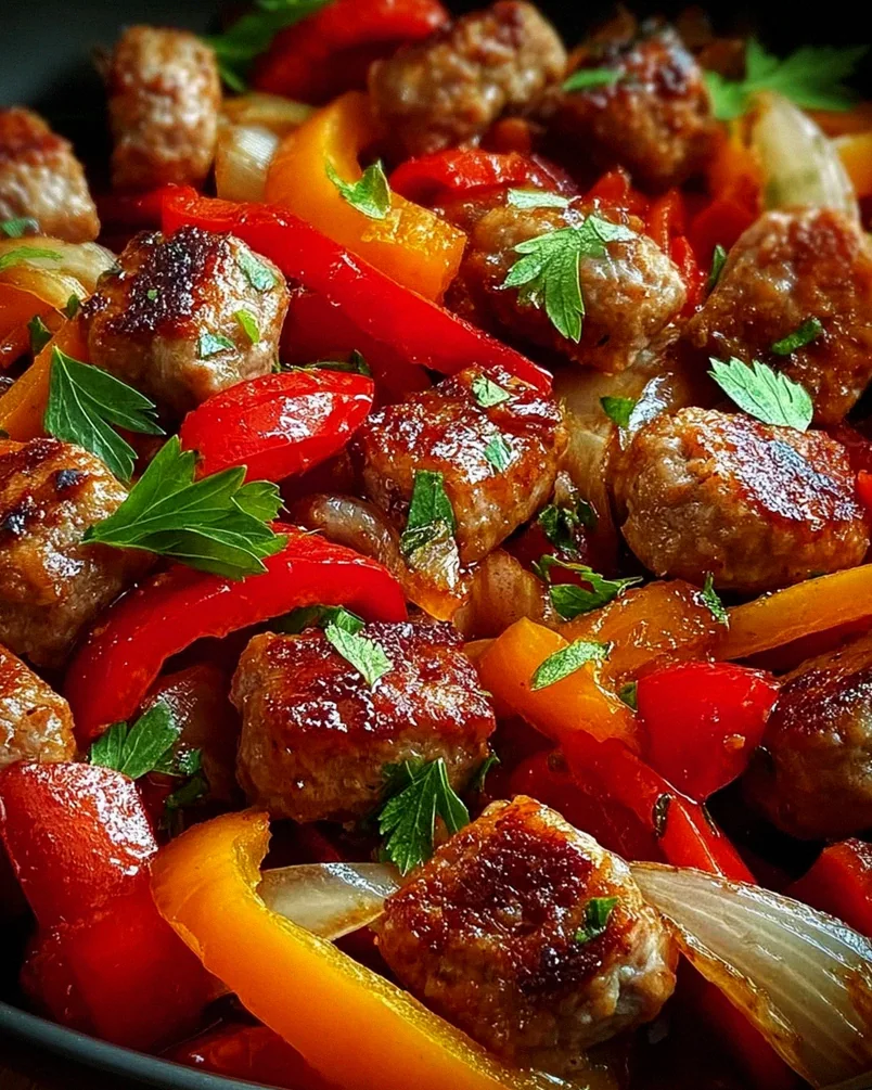 Italienische Wurst mit Paprika und Zwiebeln