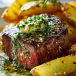 Saftiges Steak mit Kräuterbutter & knusprigen Grillkartoffeln