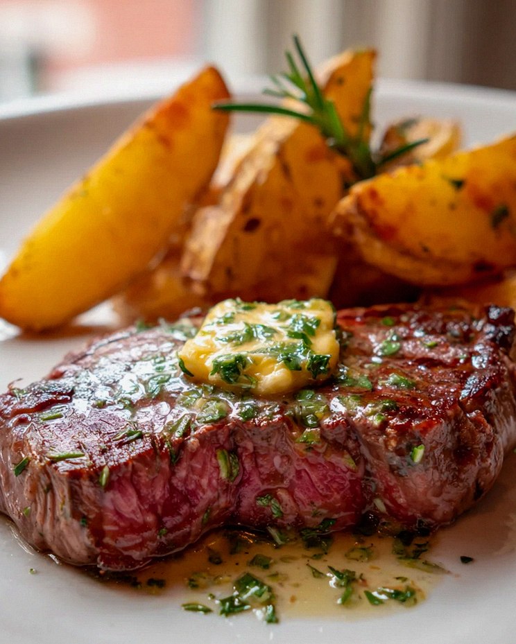 Saftiges Steak mit Kräuterbutter & knusprigen Grillkartoffeln – Schritt 2
