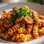 Scharfe Honig BBQ Wurst Pasta aus einer Pfanne – Schnell & Lecker!