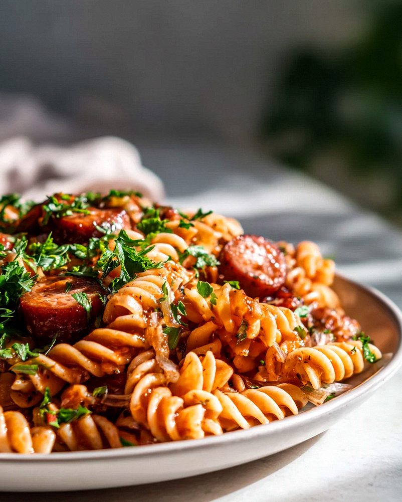 Scharfe Honig BBQ Wurst Pasta aus einer Pfanne – Schnell & Lecker! – Schritt 2