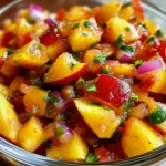 Süßer würziger Pfirsichsalsa für Sommernachmittage