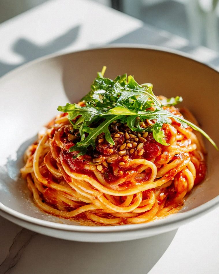 Tomaten Pasta Bowl mit Rucola und Pinienkernen - Lecker genießen! – Schritt 1