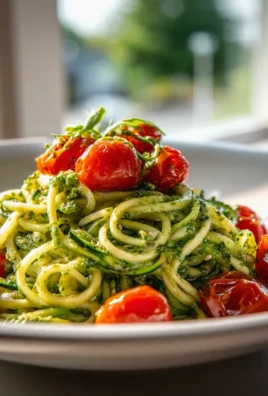 Zucchini Spaghetti mit Pesto & süßen Kirschtomaten – leicht & lecker!