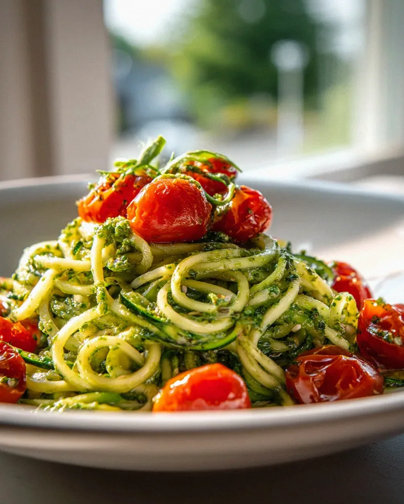 Zucchini Spaghetti mit Pesto & süßen Kirschtomaten – leicht & lecker! – Schritt 1